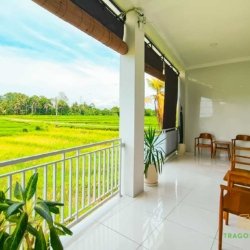 Rice field view terrace at private 2 rooms rental near Tanah Lot
