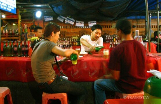 Vibrant Badung Night Market or Pasar Senggol with local street food stalls.