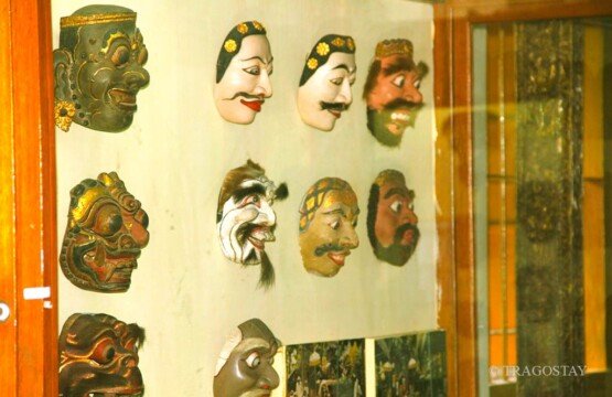 Diverse Bali Museum mask collections and dance costumes for a Bali tourist to visit.