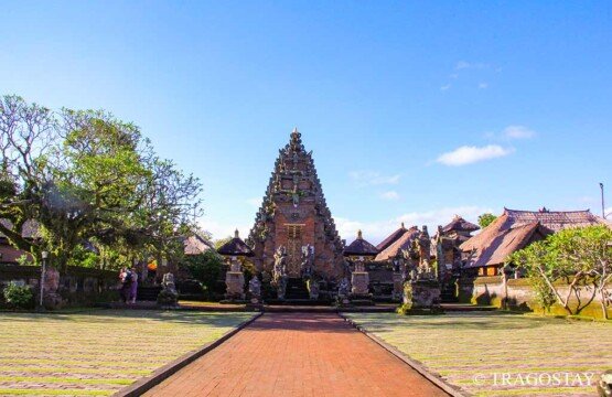 The middle courtyard area of Batuan Temple, a famous Bali tourist destination.