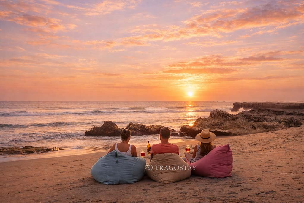 Canggu Beach spectacular sunset at one of the favorite Bali tourist attractions.