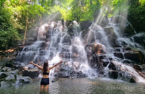 Beautiful nature and lush greenery surrounding Kanto Lampo Waterfall.