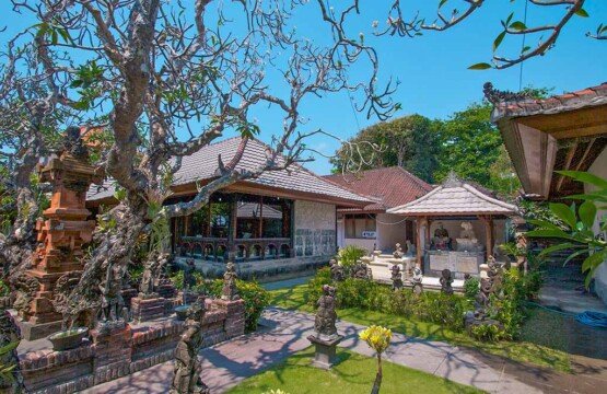 Lush Le Mayeur Museum tropical garden near the Sanur beachfront.