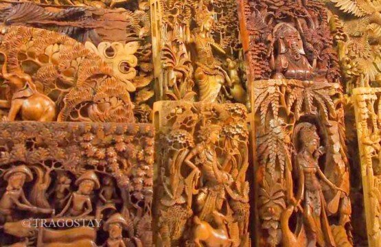 Various Mas Village wood carving collections featuring statues and home decor.