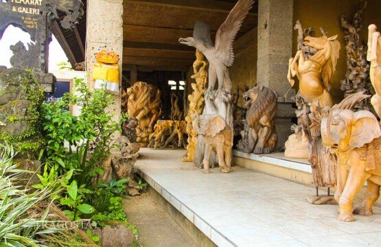 Exploring a luxury wood carving gallery in Mas Village, a top Bali place to visit.