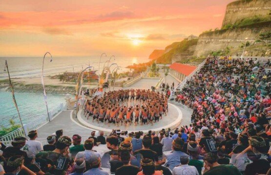 Traditional Kecak Dance performance at Melasti Beach Bali tourist attractions