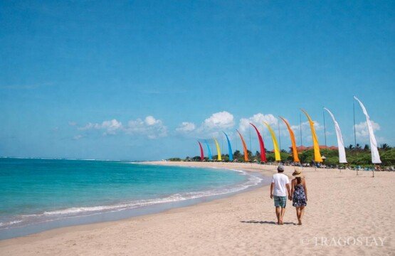 Panoramic view of Nusa Dua Beach, one of the Bali best holiday destinations for families.