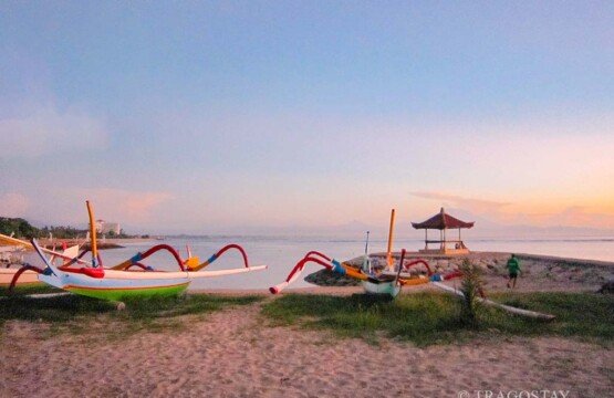 Authentic Sanur Beach traditional boats used for local fishing and Bali tourist attractions.