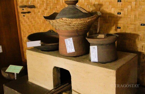 Vintage Balinese traditional kitchen stuff and cooking utensils at Subak Museum.