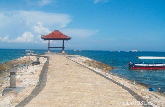 Traditional Balinese bale for day rest at Tanjung Benoa Beach Bali water sports center.