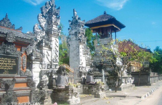 Traditional Balinese sea temple at Tanjung Benoa Beach Bali tourist destinations.