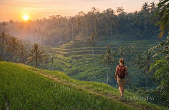 Tegalalang Rice Terrace Ubud sunrise walking adventure along the narrow paddy ridges.