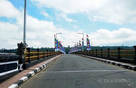 Tukad Bangkung Bridge with Umbul-umbul traditional Balinese flags for a cultural touch.