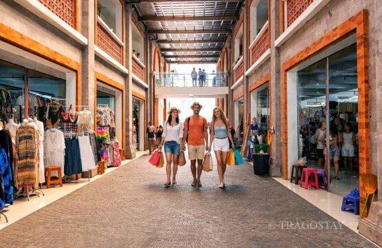 Modern shopping at Ubud Art Market Bali featuring the renovated multi-story building.