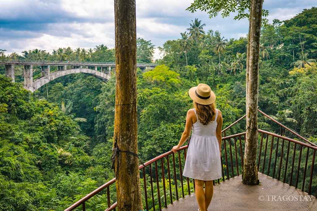Tanah Wuk bridge view overlooking the river and Bali tourist attractions.